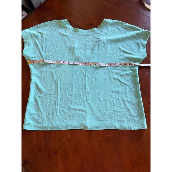 Stuart Lang Vintage Aqua Polyester Blouse Size 12 Silky Office - Picture 4 of 5